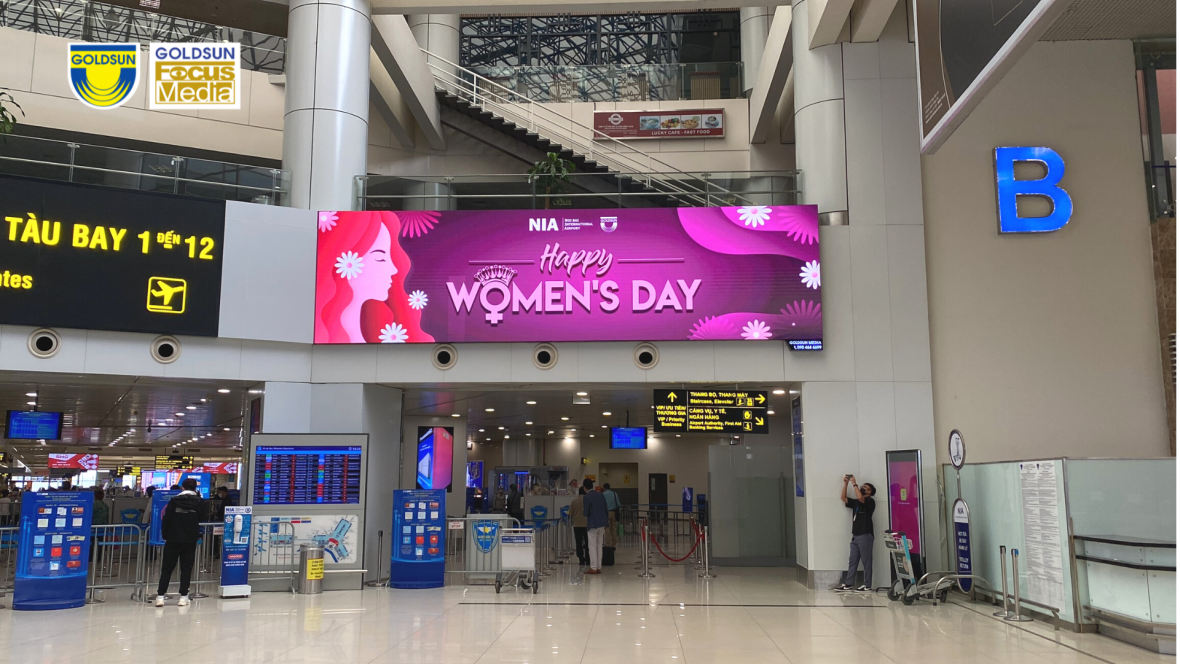Bảng LED sân bay của Goldsun Media chúc mừng Ngày Quốc tế Phụ nữ