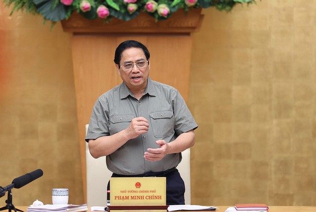 Thủ tướng Chính phủ Phạm Minh Chính phát biểu tại phiên họp Chính phủ chuyên đề.