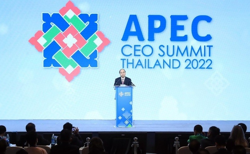 Chủ tịch nước Nguyễn Xuân Phúc phát biểu tại Phiên họp thứ 4 CEO Summit về thương mại và đầu tư. 