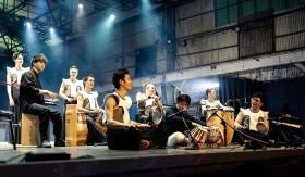Đoàn nghệ thuật trống Thập cổ  Đài Loan biểu diễn tại phố đi bộ Hồ Hoàn Kiếm